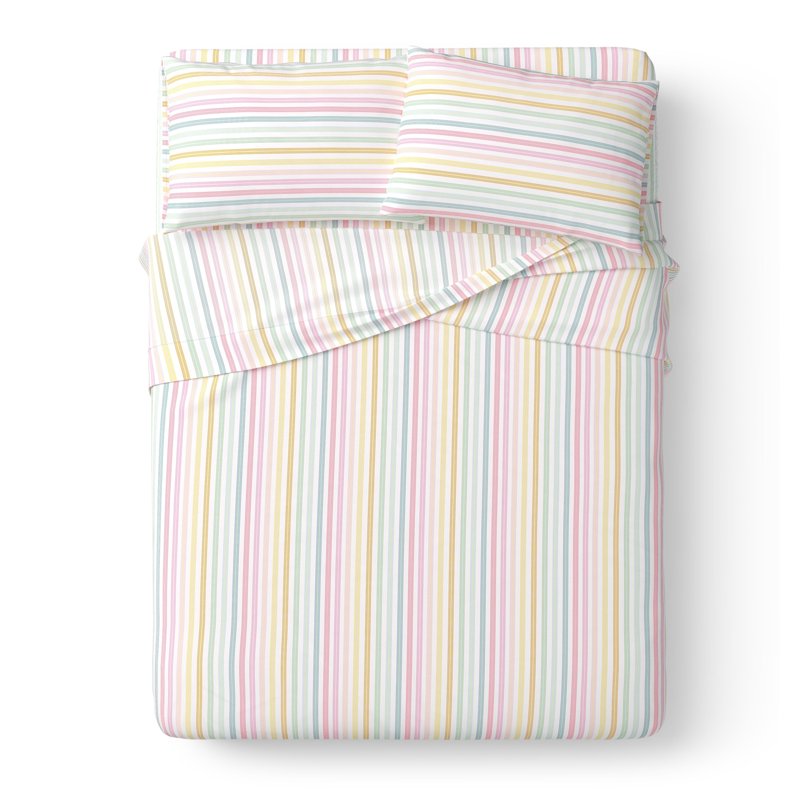 Kids Microfiber Bed Sheet Set Full Rainbow Stripe 4 Pieces - Soft & Breathable