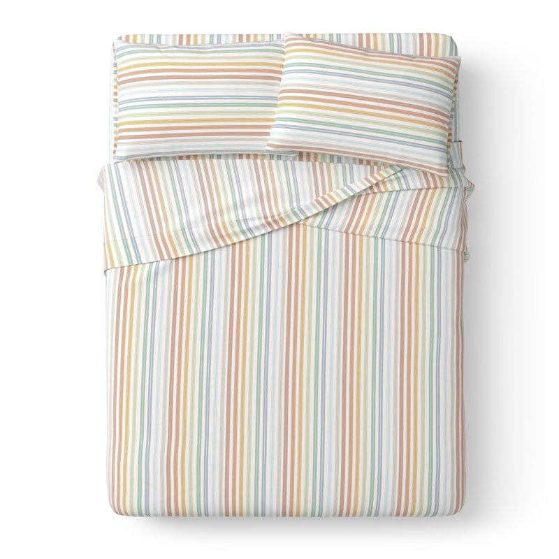 Kids Full Microfiber Bed Sheet Set with Vintage Stripe - 4 Pieces