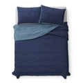 Mainstays Kids Reversible Stitch Quilt Set - Full/Queen, Blue, 3 Pieces