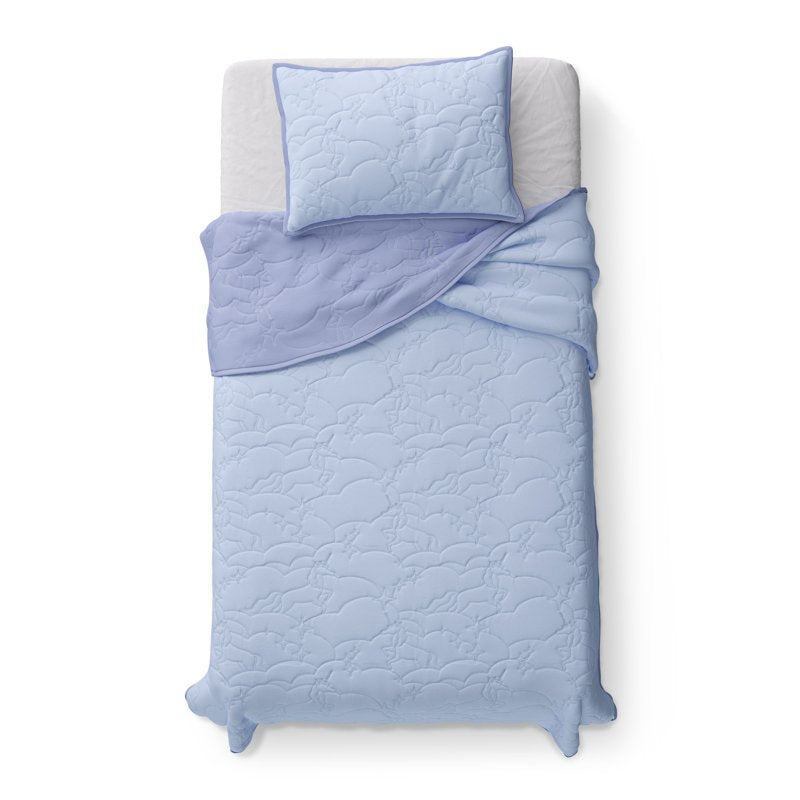 Kids Reversible Unicorn Stitch Quilt Set - Twin Light Purple Bedding