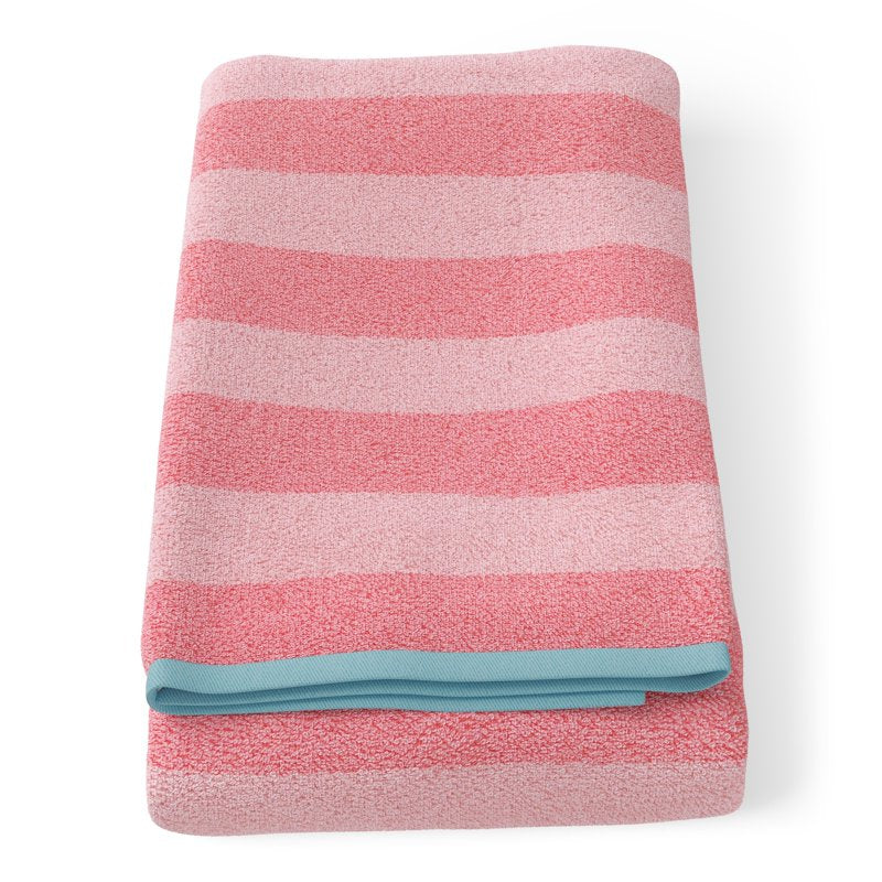 Kids Cotton Jacquard Bath Towel Pink Yellow Stripe 27" x 52" - Reversible, Absorbent