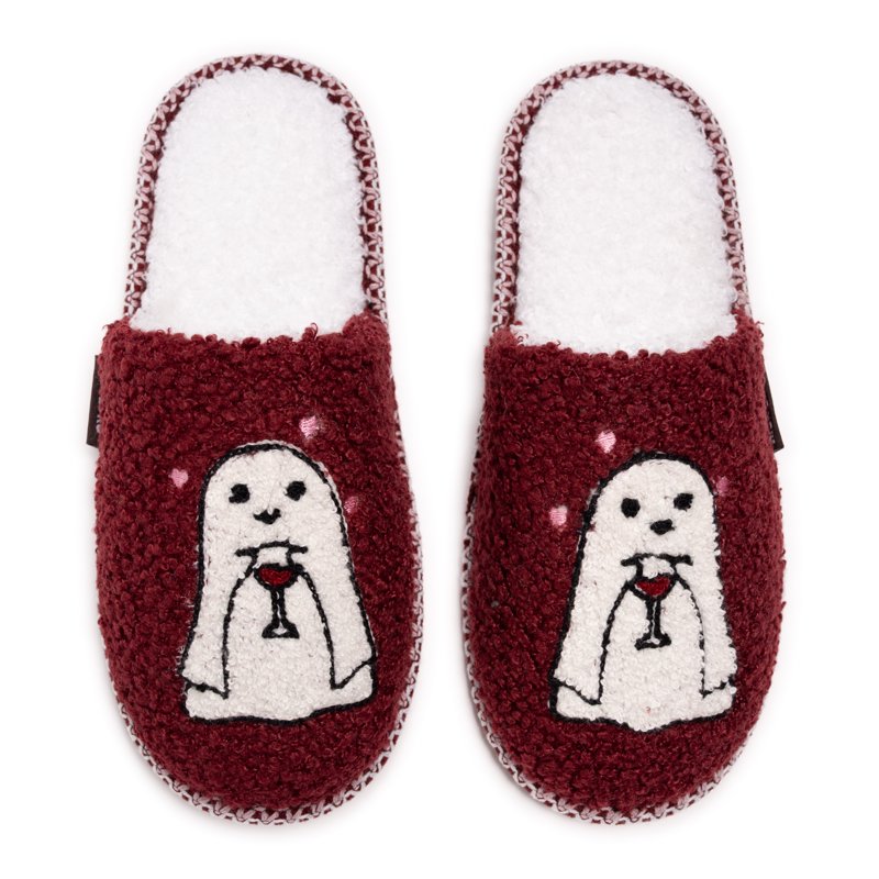 Women's Punch Needle Slippers - Halloween Ghost L (9-10)
