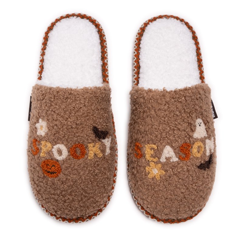 Women's Punch Needle Slippers - Spooky Season L (9-10) Halloween Novelty Slippers