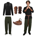 Men's Medieval Pirate Costume Set - Renaissance Shirt & Ankle Banded Pants, Halloween Cosplay, XL