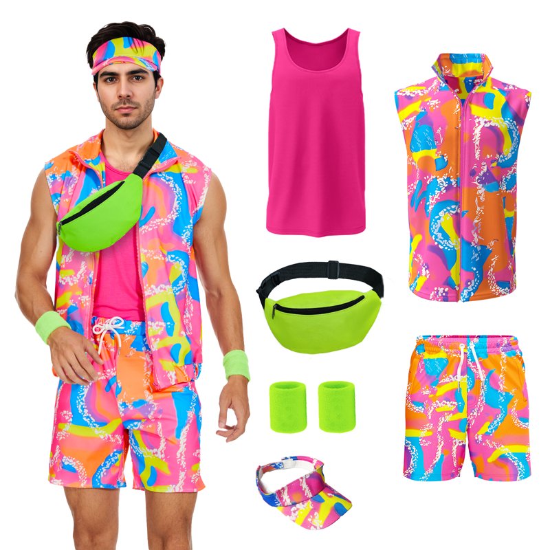 M Men's 80s 90s Workout Costume Set for Halloween Cosplay Party - Size M