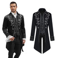 Men's Medieval Steampunk Tailcoat Jacket Gothic Victorian Frock Coat XL - Black