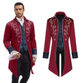 Medieval Steampunk Tailcoat for Men Gothic Victorian Frock Coat - Red XXL