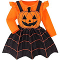 Baby Girls Halloween Dress Suit 0-3 Months Long Sleeve Suspender Romper with Headband