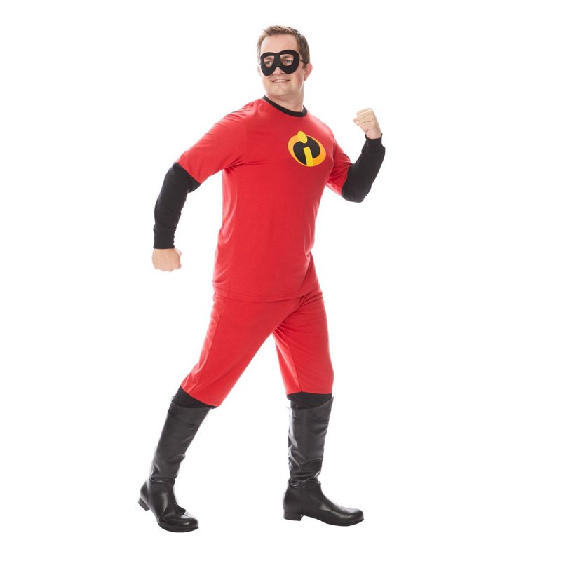 Men's The Incredibles Mr. Incredible Costume 50-52 - Red & Black Hero Outfit