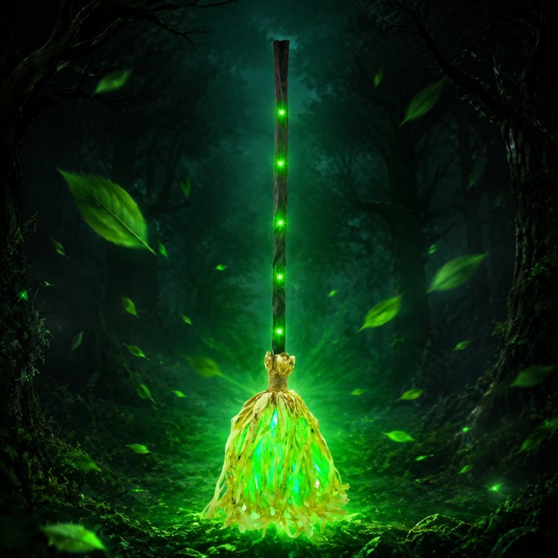 Animated Dancing Witch Broom Toy with Sounds - Halloween Decor & Party Prop