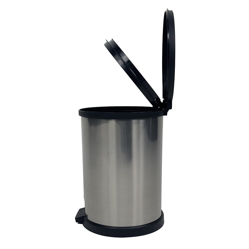 1.5 Gallon Plastic Step Trash Can with Lid - Silver
