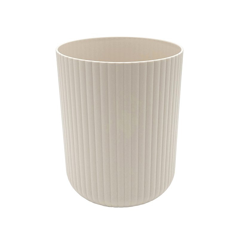 Ribbed Plastic Wastebasket - 1.64 Gallon Beige