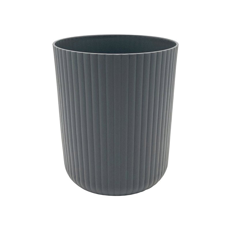 Ribbed Plastic Trash Can - 1.64 Gallon Grey Wastebasket