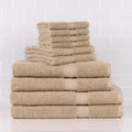 Beige 10-Piece Cotton Bath Towel Set - Soft, Absorbent, Includes Towels & Washcloths