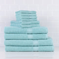Cotton Bath Towel Set - 10-Piece Aqua Blue Bath Linen Collection - Soft & Absorbent - Includes Bath Sheets, Towels, Hand Towels & Washcloths - Variation of This Listing
