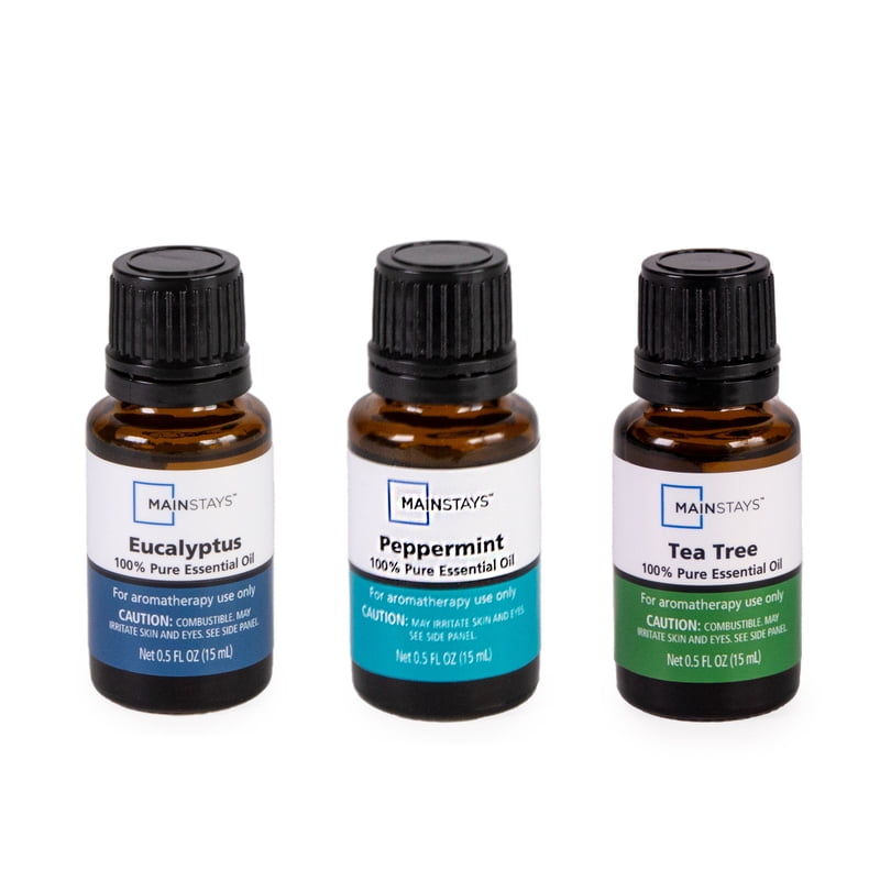 Essential Oil Set - 3-Pack Eucalyptus, Peppermint, Tea Tree 15ml