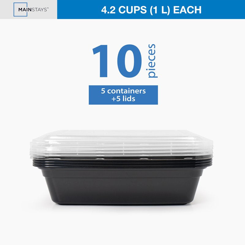 10-Piece Meal Prep Set - 5 BPA-Free Containers with Lids