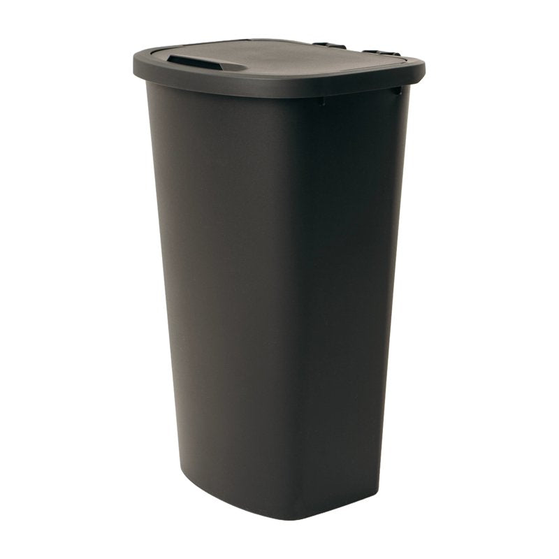 11 Gallon Plastic Kitchen Trash Can with Lift-Top Lid - Black