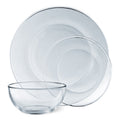 12-Piece Round Clear Glass Dinnerware Set - Service for 4