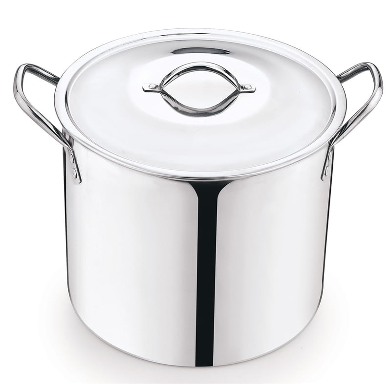12-Quart Stainless Steel Stock Pot with Metal Lid