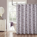 Purple Floral Shower Curtain Set with PEVA Liner & Hooks - 72x72 Inches