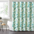 14-Piece Green Floral Shower Curtain Set with Hooks & Liner – 72x72 Inches