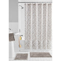 Mainstays Geometric Polyester Shower Curtain Set - Beige, 15 Pieces