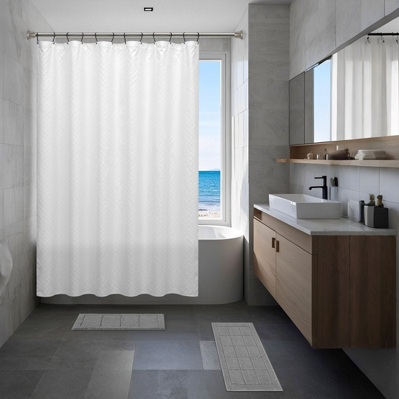 White 15-Piece Bathroom Set with Shower Curtain, 2 Bath Rugs & Hooks - Mainstays