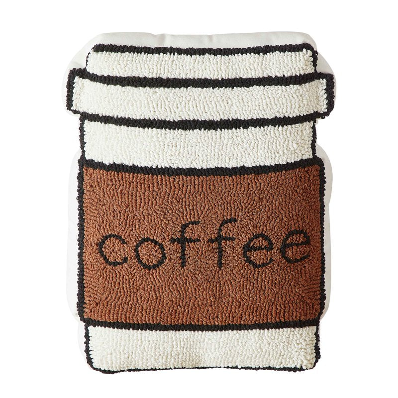 Decorative Coffee Cup Shaped Throw Pillow - Brown & White, 15x13 inches - Variation of THIS listing