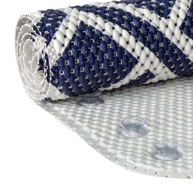 Navy Cushioned Bathtub Mat 17x36 in. Slip-Resistant Shower Rug - Mainstays