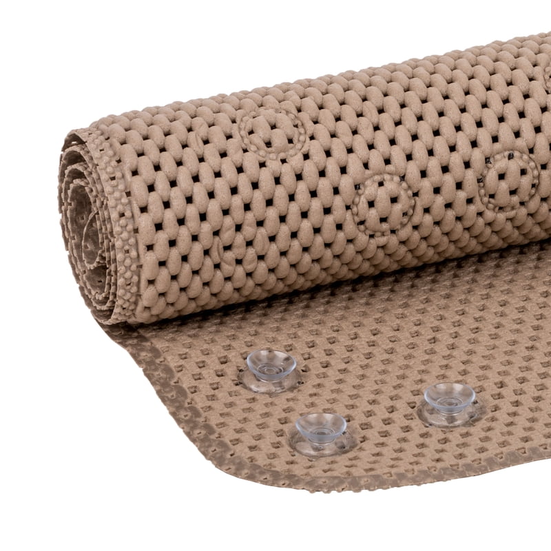 Mainstays Taupe Bathtub Mat with Suction Cups & Cushioned Foam - 17x36 in - Variation of THIS listing