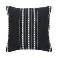 Decorative Pillow - 18x18 Black Stripe Cotton-Rich Cushion - Black, 1