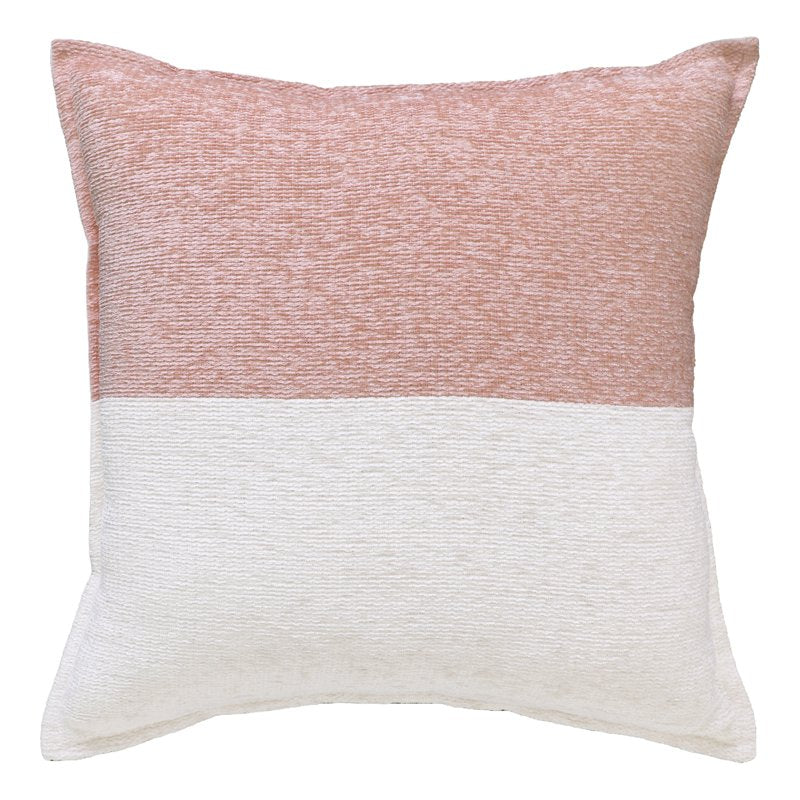 Pink Two-Tone Decorative Throw Pillow 18x18in - Soft Polyester Cotton Cover - Recycled Fill - Zippered & Washable - Pink
