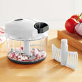Quick Pull Chopper - 1qt, BPA-Free, Stainless Steel Blades, White & Grey