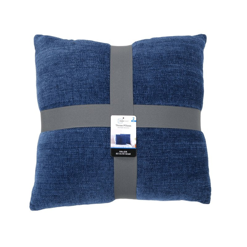 Navy Chenille Decorative Pillow Set - 2 Square 18x18 Inches