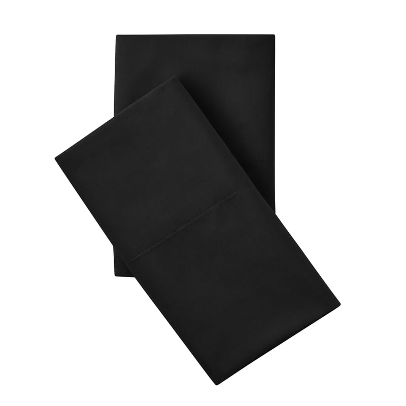 King Pillowcase Set - 2-Piece 300 Thread Count Cotton-Polyester Blend, Rich Black