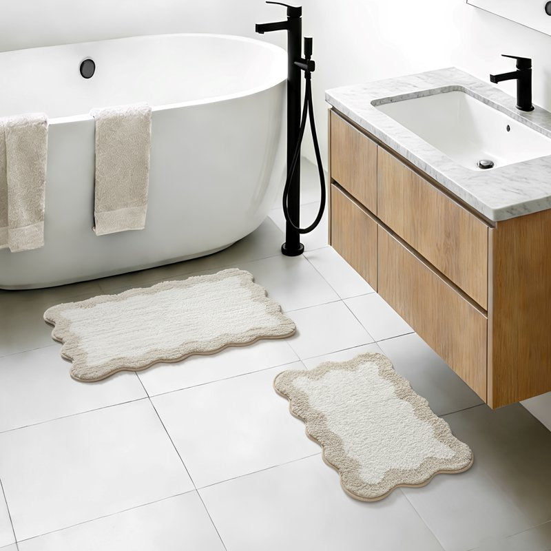 Mainstays 2-Piece Tan Scallop Bath Rug Set - 17x24 & 20x30 Inches