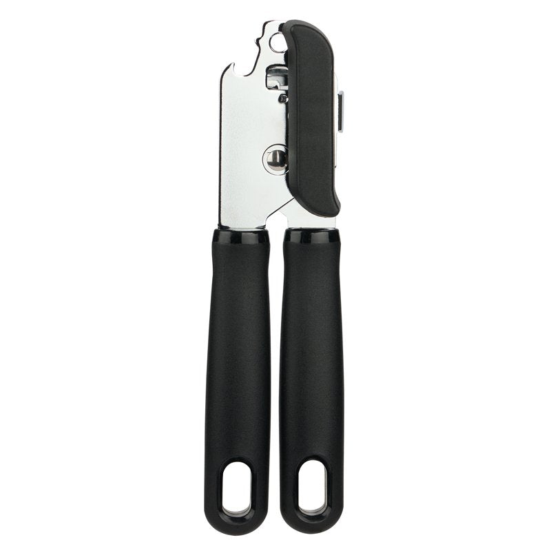 Manual Can Opener with Integrated Bottle Opener - Black
