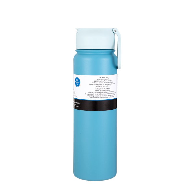 24 oz Blue Stainless Steel Insulated Water Bottle with Straw Lid