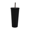 Double Wall Insulated Textured Tumbler with Straw - Black, 26 Oz