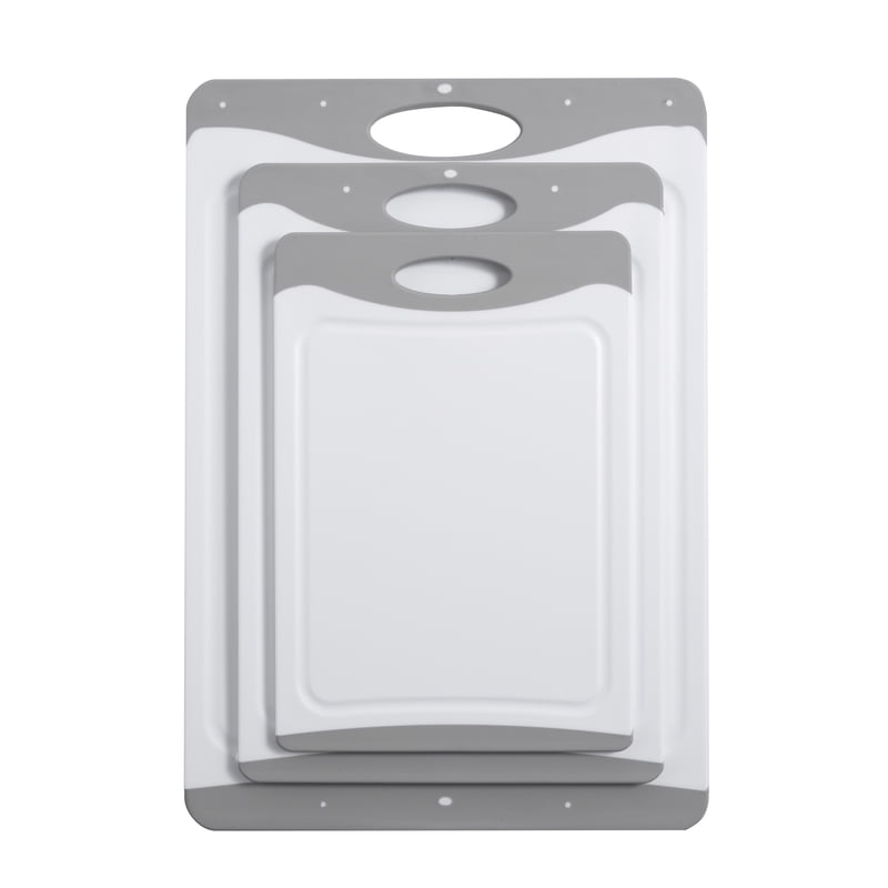 3-Piece Eco-Friendly Non-Slip Cutting Board Set - White & Gray