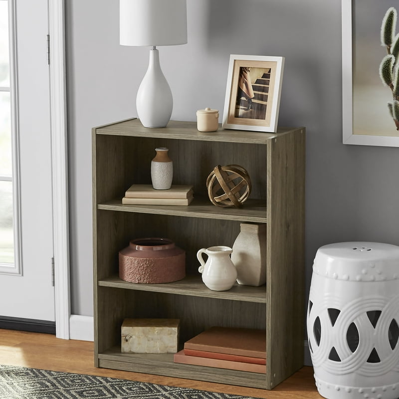 3-Shelf Bookcase with Adjustable Shelves - Rustic Oak Finish