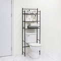 Over-the-Toilet Bathroom Storage Shelf Unit - Black Steel, 3 Tiers