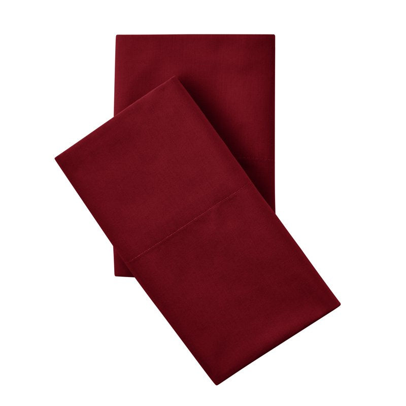 Queen Merlot Cotton Blend Percale Pillowcase Set - 2-Pack, 300 Thread Count