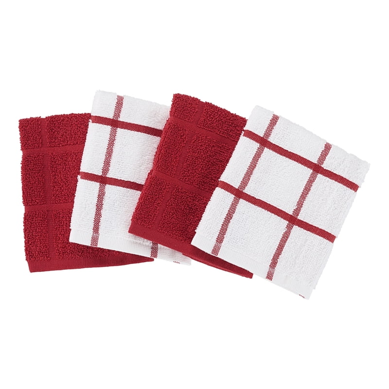 Woven Kitchen Dish Cloth Set - 4-Pack, 12x12 in, Red Sedona