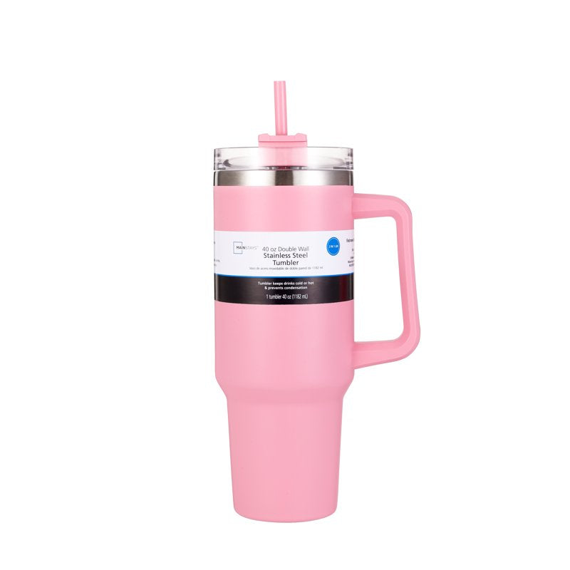 40 oz Pink Stainless Steel Double-Wall Insulated Tumbler