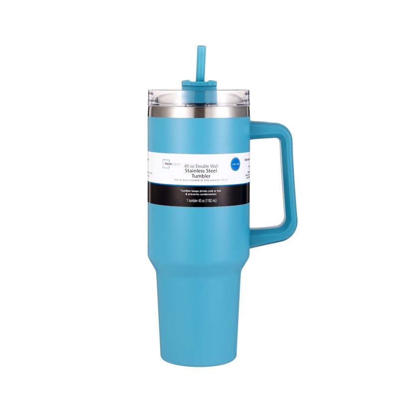 40 oz Teal Stainless Steel Double-Wall Tumbler with Lid