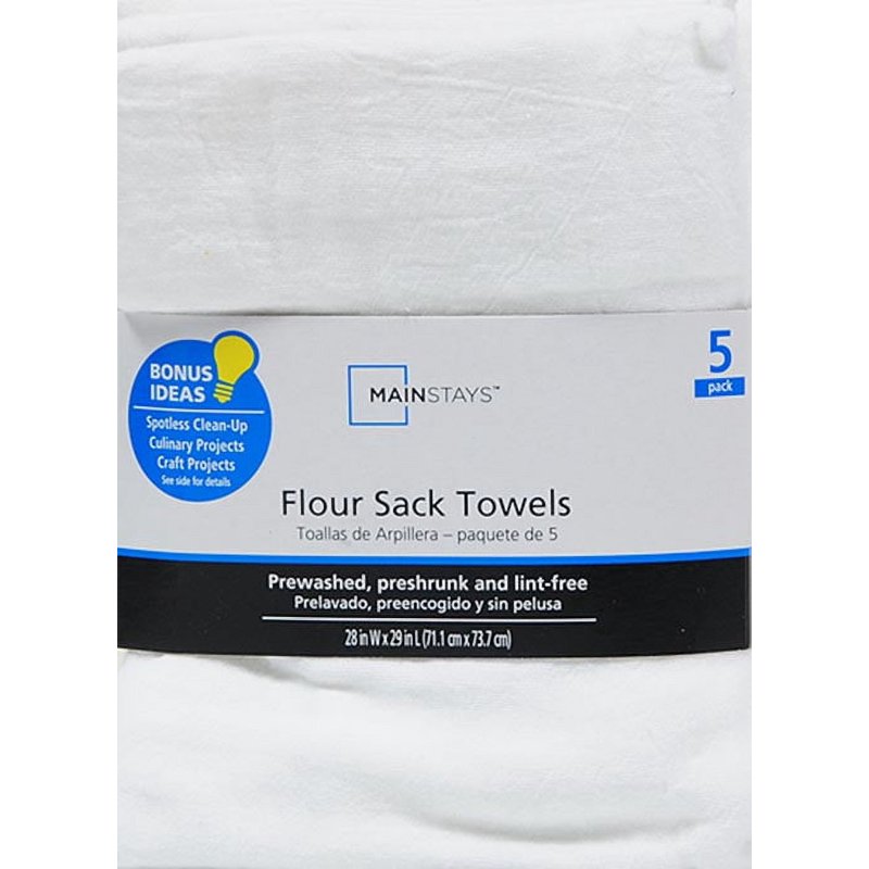 5 Pack Flour Sack Kitchen Towels - 100% Cotton White Set