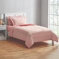 Twin-XL Reversible Bed-in-a-Bag Comforter Set with Sheets - Blush Pink
