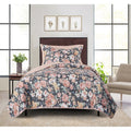 Twin/Twin-XL All-in-One Lightweight Quilt and Sheet Set - Gray Floral